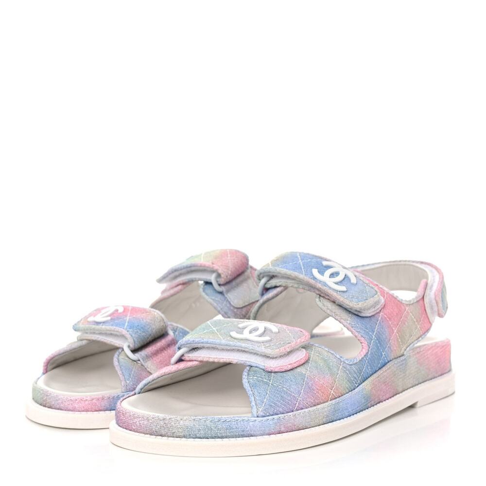 Chanel NIB Interlocking CC Logo Rainbow Quilted Slingback Dad Sandals 41.5 NEW - Picture 3 of 12